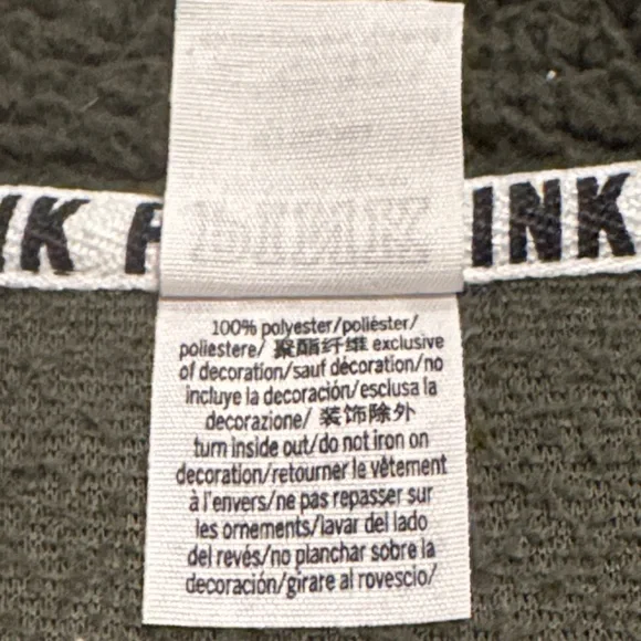 PINK Victoria's Secret Forest Green Sherpa Quarter Zip M - Picture 6 of 7